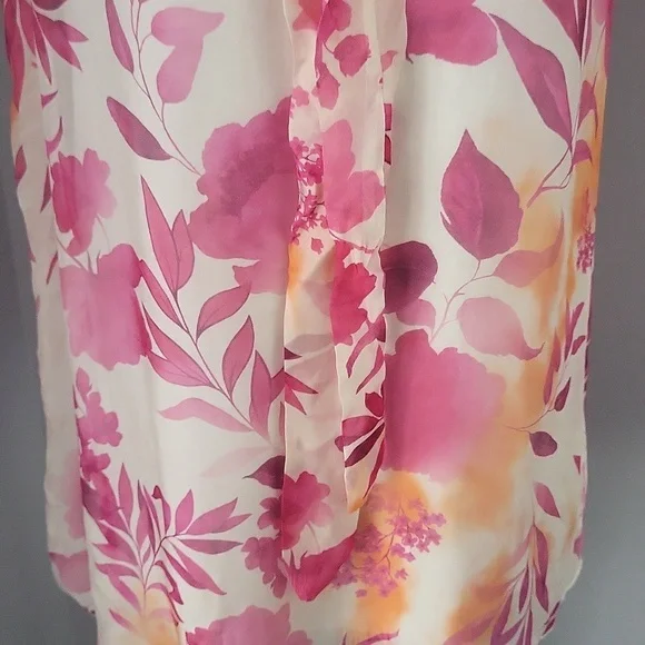 Bellambra Pink, Cream and Orange Floral Silk Blend Top - Picture 7 of 11